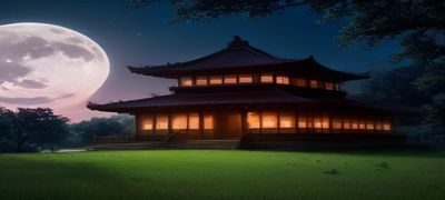 风月大陆风月阁场景截图，夜色下灯火通明的古典楼阁建筑
